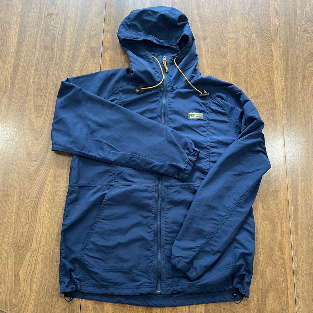 LL Bean Mens Mountain Classic Full-Zip Anorak Windbreaker Navy Blue 506185 M REG